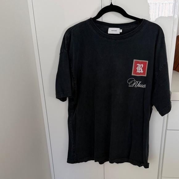 Rhude Other - Rhude Black Short-Sleeve Tee with Red Logo Patch